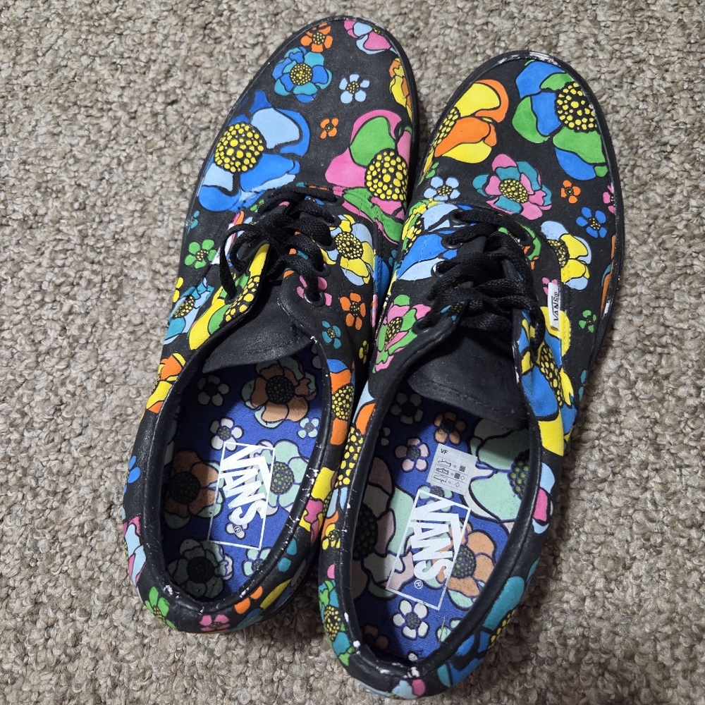Vans Era U-Color Black‎ Floral MENS Size 12 Skate Shoes - Picture 10 of 15